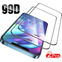 2pcs full cover protective glass on for iphone 11 12 13 pro max screen protector tempered glass for iphone 11 12 xr xs max glass