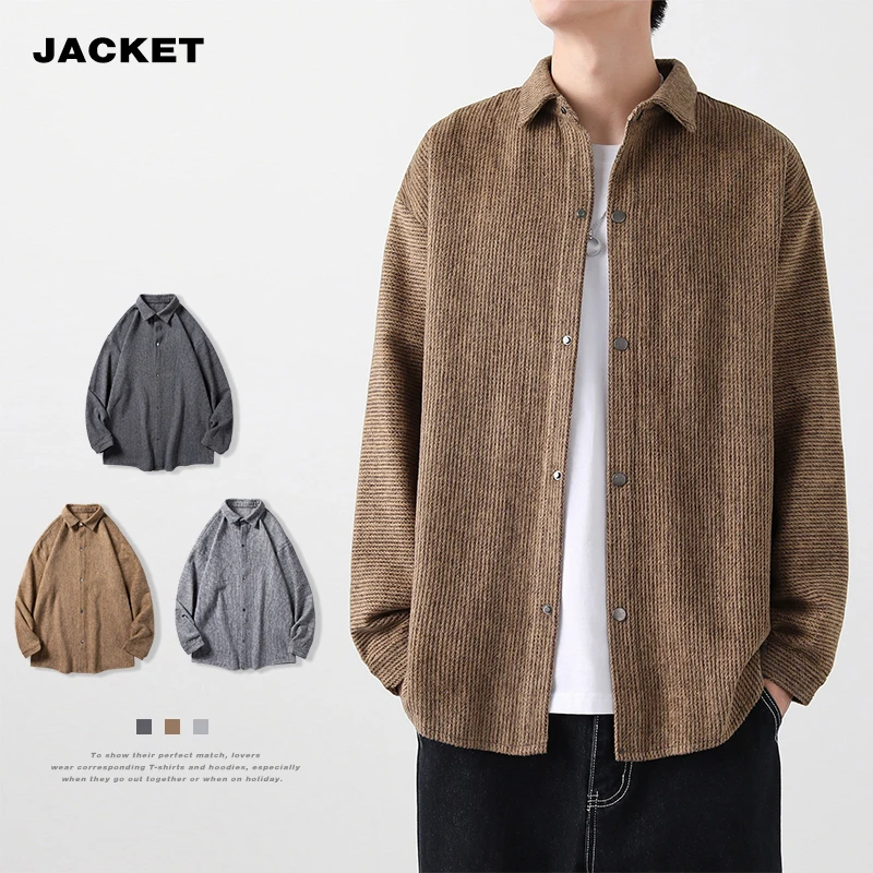 

HFYF Corduroy Jacket Men's Fall 2021 New Korean Style Trendy Handsome Youth Jacket Casual Top