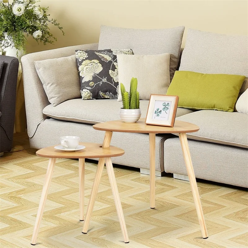 2 шт. раскладной диван боковые журнальные столы с деревянной ножкой треугольная
