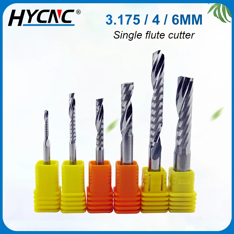 

1pc Single-Edged Spiral Milling Cutter Carbide Engraving Knife CNC Engraving Bit PVC Cutter No Burr Woodworking Engraving Tool