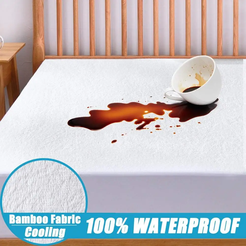

Terry Waterproof Twin Full Queen King Bed Cover Mattress Protector for Wetting and Sheets Bug
