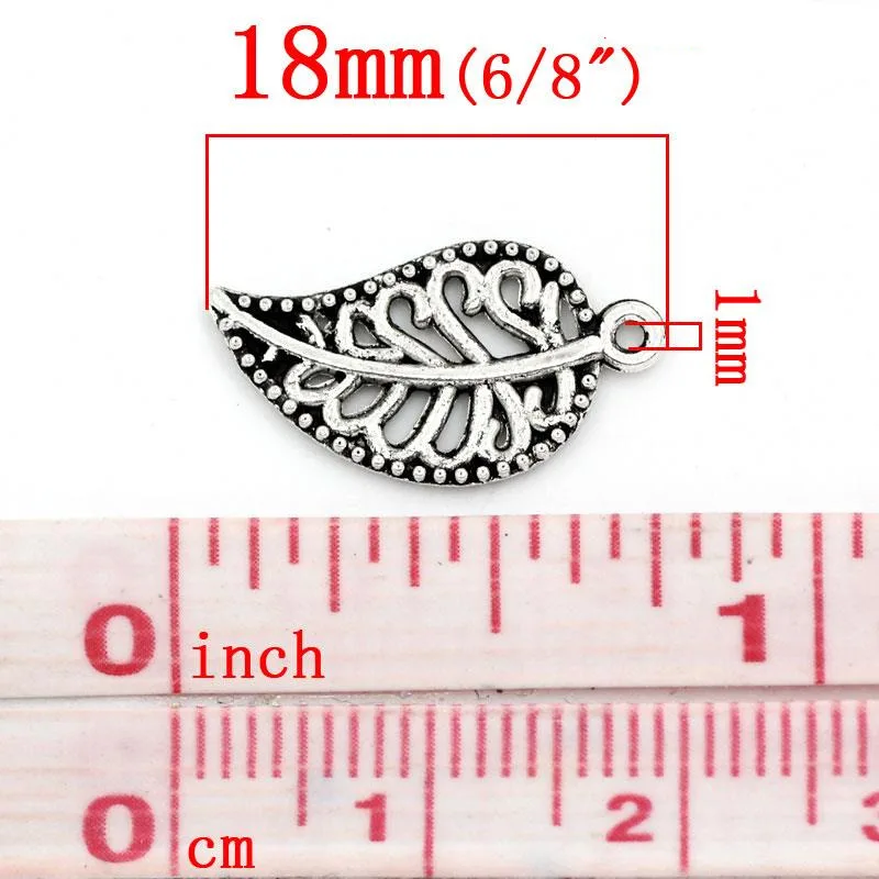 DoreenBeads цинковый сплав очарование подвески лист серебряный цвет 18 0 мм (6/8 &quot) x 10
