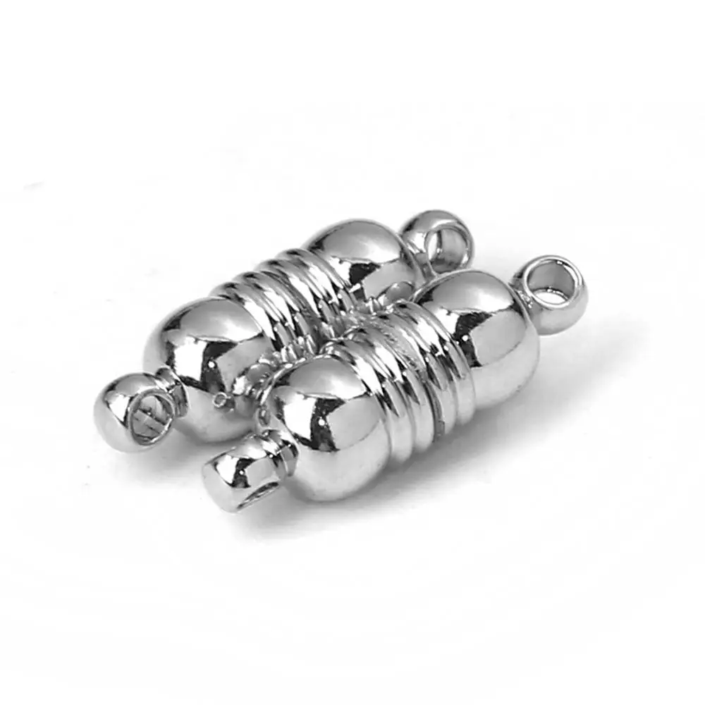 DoreenBeads цилиндрическая Магнитная застежка на основе цинка/шар серебристые
