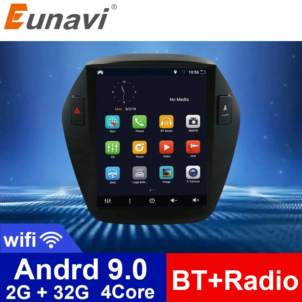 

Eunavi 2 Din Android Car Radio For Hyunda Ix35 2010-2015 Multimedia Player Video Audio 9.7'' Vertical Tesla Screen GPS 2Din