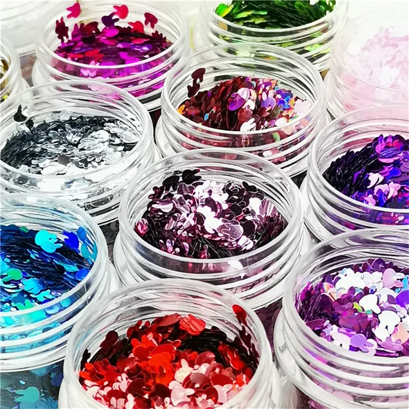 Ультратонкие Блестящие Блестки в форме кролика 4 мм блестки для ногтей искусства