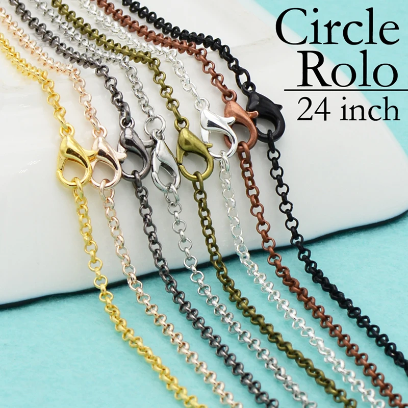 100 шт. 24 дюйма ожерелье антикварная цветная цепь Rolo звено оптом дюймовая оптом|link