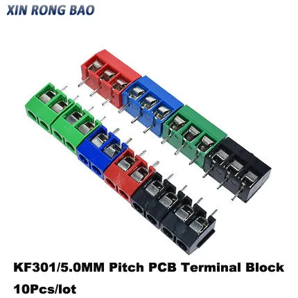 

10Pcs/lot KF301-5.0-2P KF301-3P KF301-4P Pitch 5.0mm Straight Pin 2P 3P 4P Screw PCB Terminal Block Connector Blue Green
