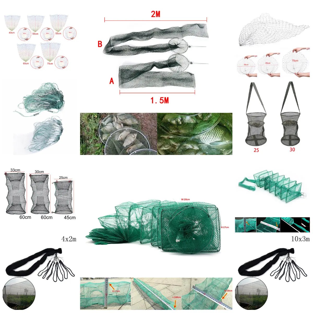 Ромбовидная сеть глубина отверстия складная посадка на нейлон рыболовные сети