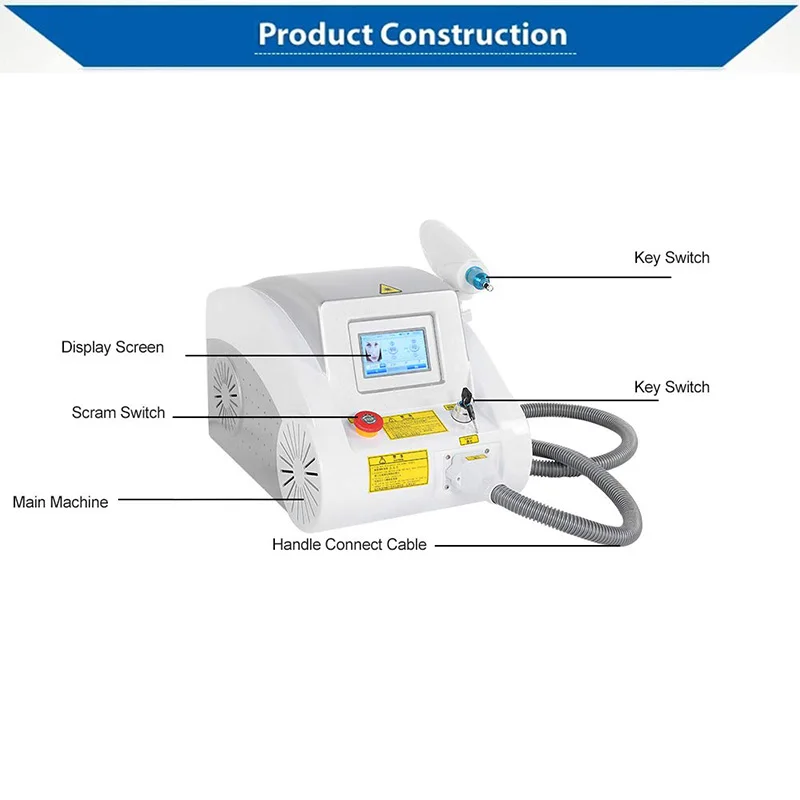 Laser Picosecond Laser with Carbon Peel Skin Whitening Tattoo Removal Machine for Makeup Beauty Machine 1064nm 532nm 1320nm