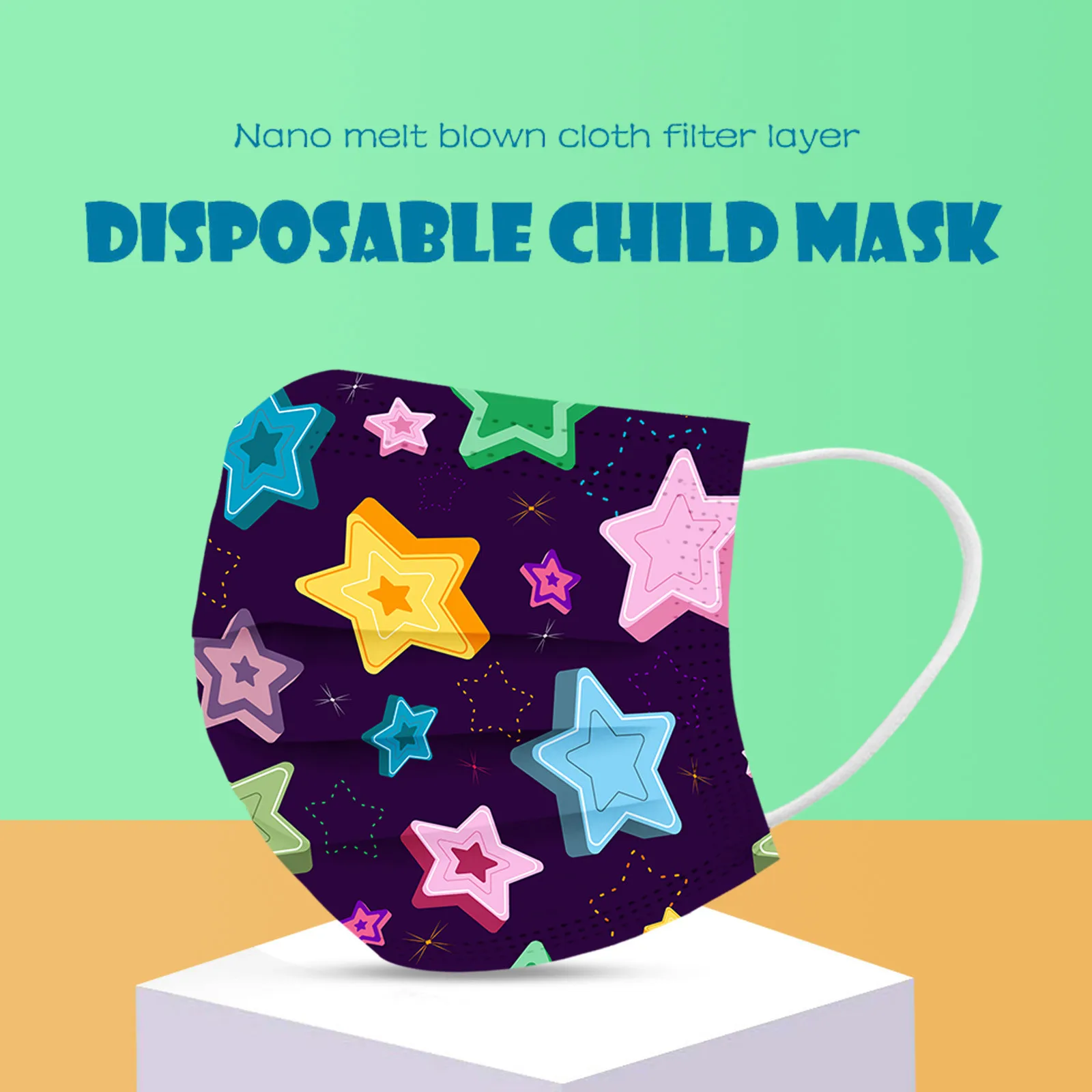 

50pc Kids Stars Face Masks Cute Disposable 3ply Printed Child Baby Children Pm2.5 Protection Mask Masque Decoration