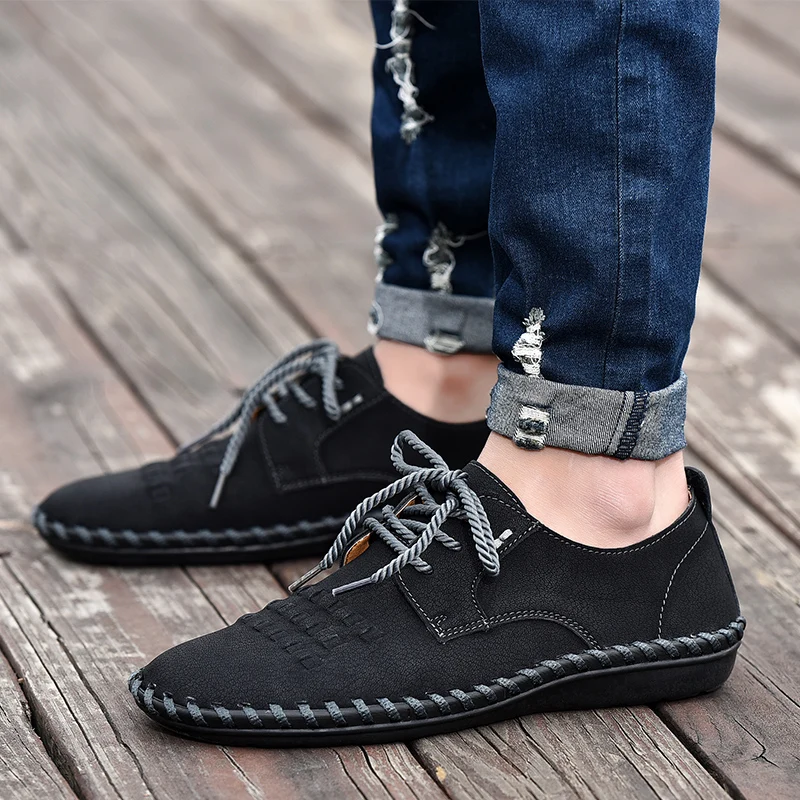 Новинка 2020 года Кожаная обувь Мужская дышащая повседневная легкая для вождения