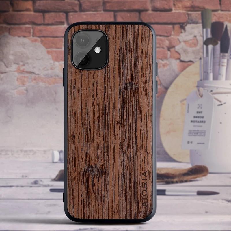 Чехол для iphone 11 12 pro xs max x xr mini se 2020 7 6 8 6s plus чехол кожаный Винтажный с деревянным