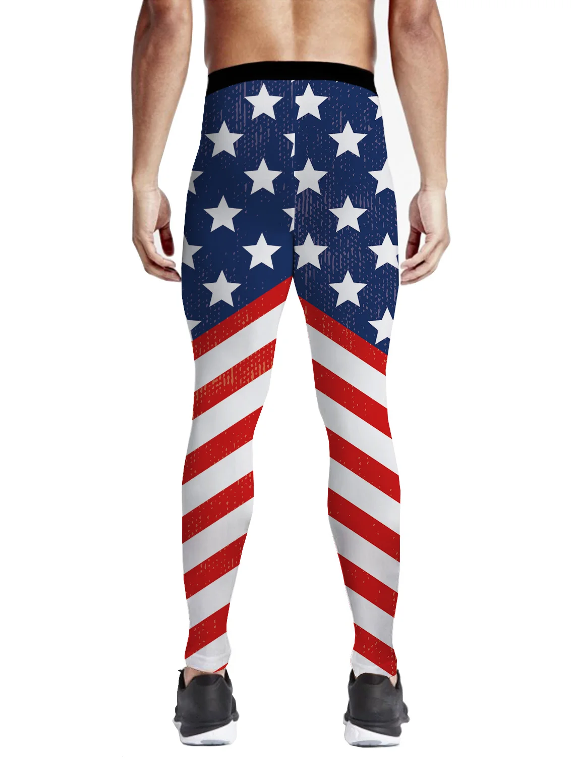 Independence Day Creative Design Of The American Flag Pattern Pants Men Leggings With Pockets Non See-Through Fashion Party Wear | Мужская