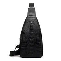 new mens alligator print chest bag casual pu leather shoulder bag outdoor fashion trend cross body bag
