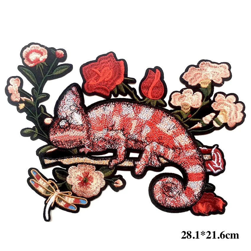 1 шт. Новое поступление большой красный броши в виде ящерицы с вышитые нашивки