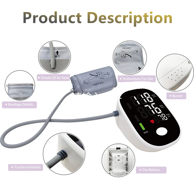 

GIZZO Medical Automatic Arm Type Sphygmomanometer Pressure Tanometer Accurate Home Heart Rate Pulse Blood Pressure Monitor