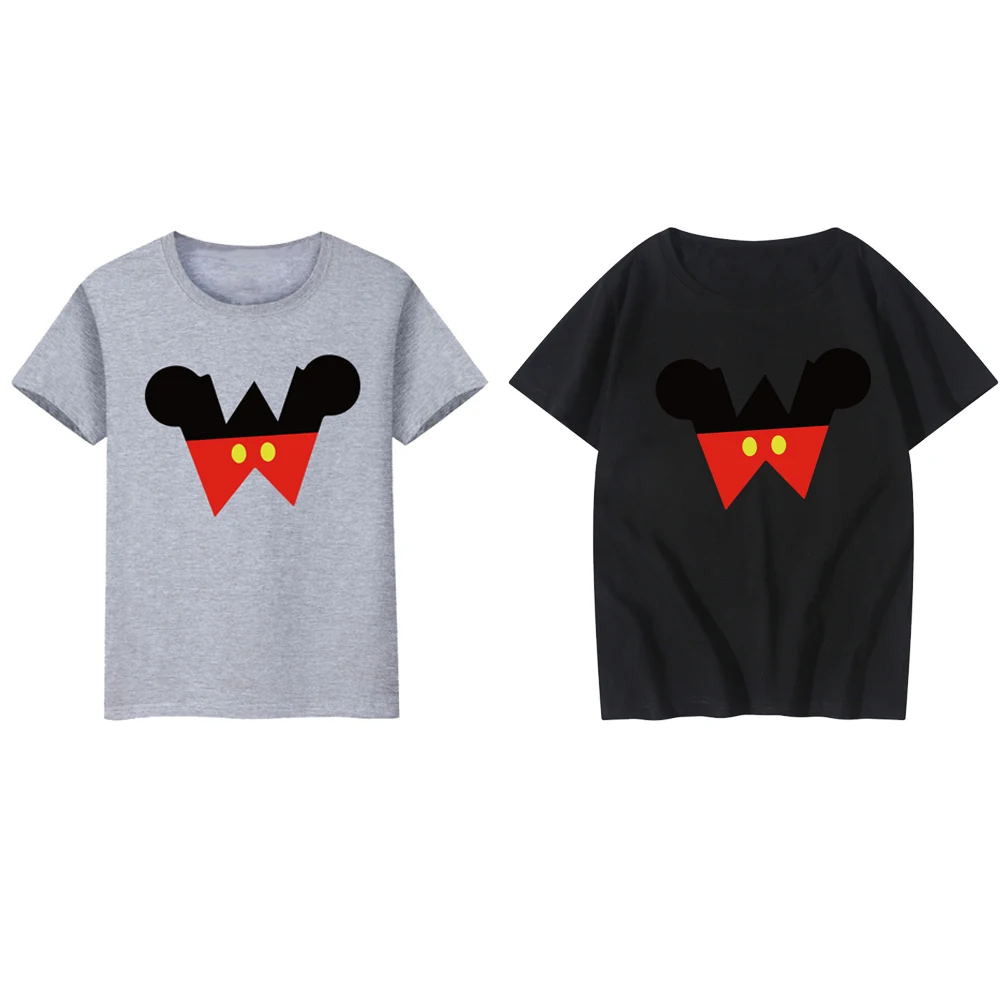 

Новинка, хлопковая футболка Disney с буквой Микки W, повседневные Летние Семейные свободные Детские футболки, уличная одежда, Детская футболка,...
