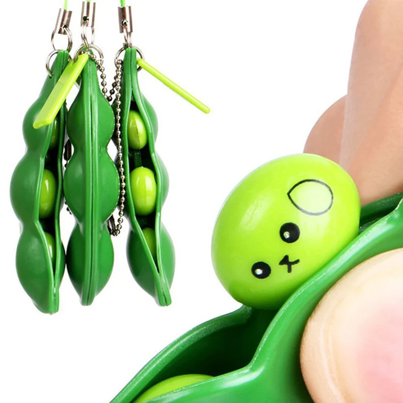

Pop Its Edamame Fidget Toys Antistress Popper Squeeze Toy Infinite Peanut Peas Beans Keychain Fidget Squishy Decompression