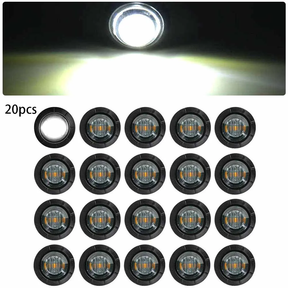 

Universal Light 20X Smoked 3/4 Inch Round LED Side Marker Bullet Light Marine Truck Trailer Caravan White Light