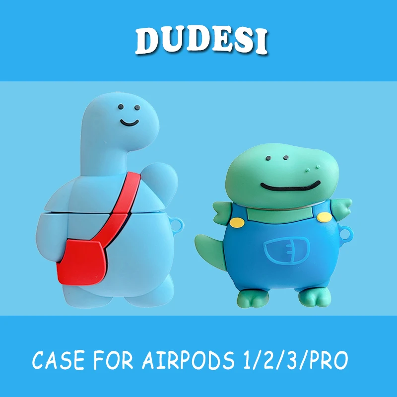 

3D Cute Cartoon Crocodile Dinosaur Shockproof Earphone Cases for Apple Airpods 1 2 Soft Silicone Headset Cover For Airpods Pro