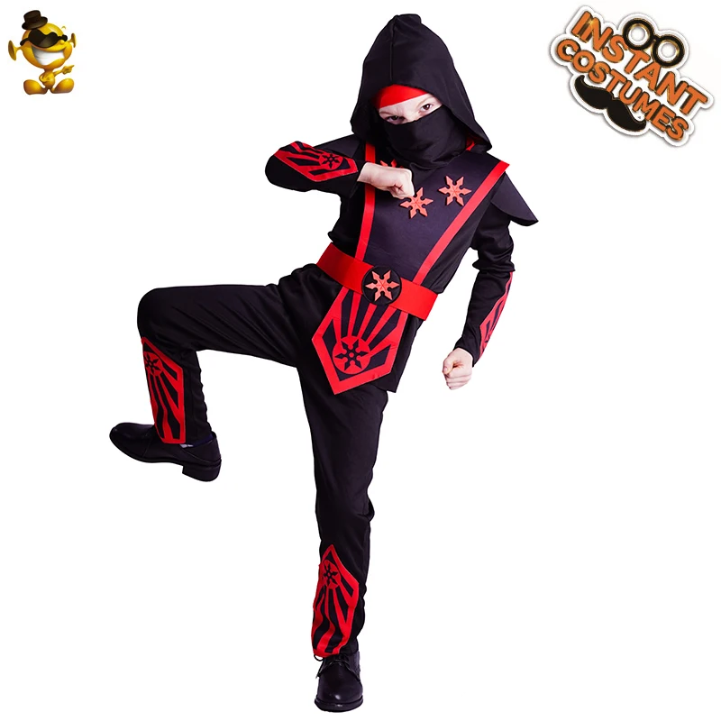 

Kids Ninja Costumes for Boys Red Ninja Outfits Cosplay Clothes Halloween Costume with Belt