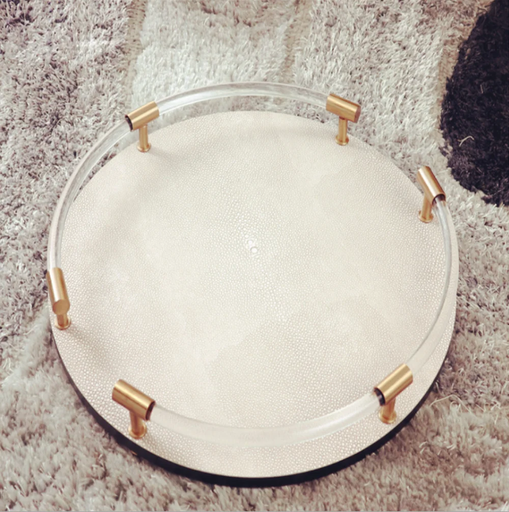 Поднос для хранения 37*6 см круглый стеклянный поднос с дьявольскими рыбами