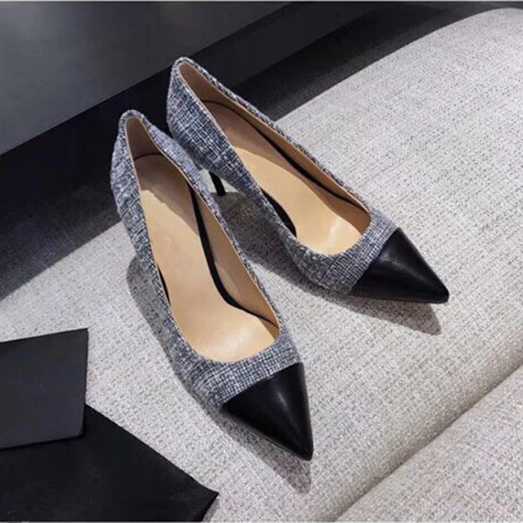 

new European and American small fragrance all-match pointed pearl shallow mouth stiletto high heel sexy women's single shoes