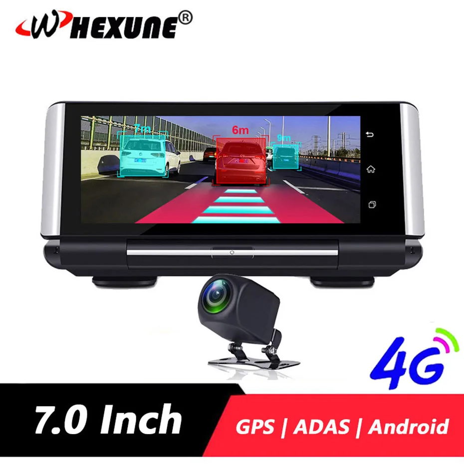 Автомобильный видеорегистратор WHEXUNE 7 дюймов 4G ADAS Android 5 1 Wi Fi DVR камера Full HD 1080P
