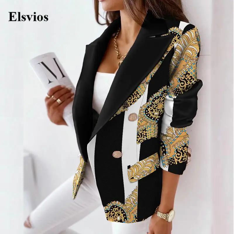 

Office Lady Button Lapel Casual Coats Tops Women Fashion Commute Blazer Jackets Spring Autumn Long Sleeve Elegant Suit Outerwear