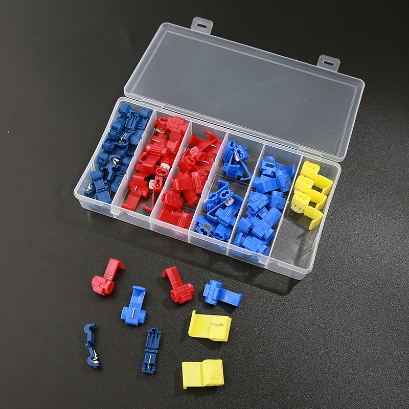 65pcs Line Connector 10-24A Terminal Joint Blue Red Quick Connection Clip Wire Crimp Splitter Lip Break Clamp Soft Distributor |