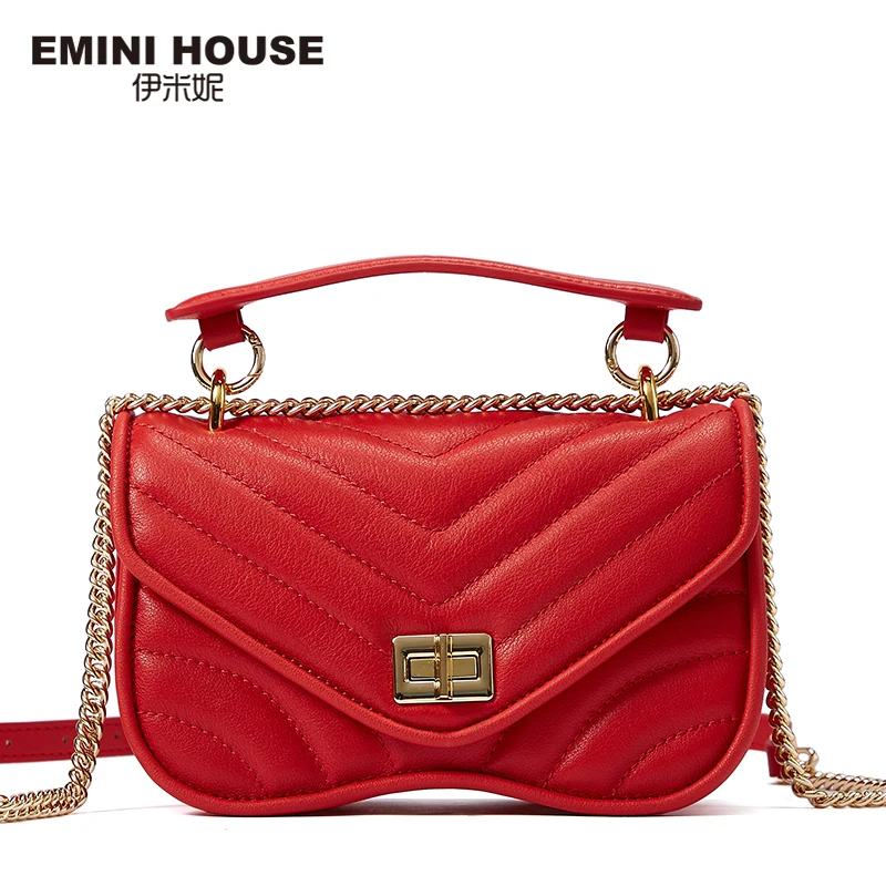 EMINI HOUSE модная сумка на цепочке сумки через плечо для женщин натуральная кожа