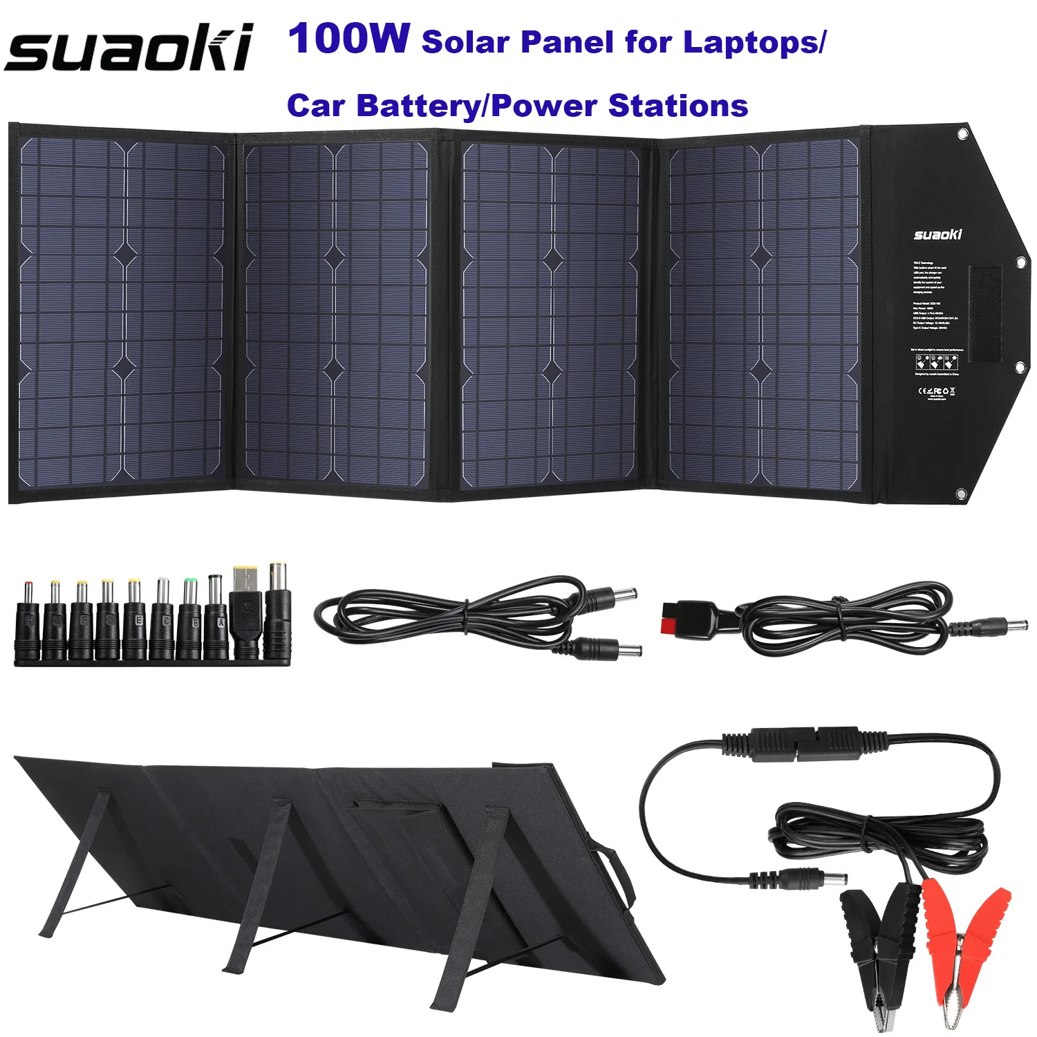 Suaoki 100 Вт складной Панели солнечные Зарядное устройство с PD Тип-C DC 12-18 V USB QC 3,0 Выход Порты для автомобиля станция батарейного питания ноутбуки