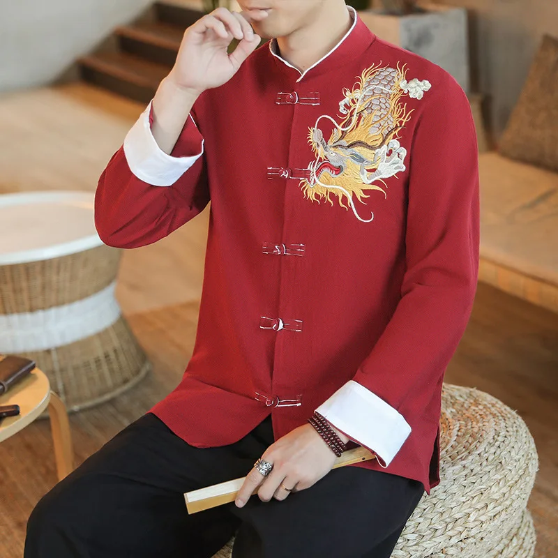 Топы китайские Hanfu в традиционном китайском стиле модный костюм Тан рубашка с