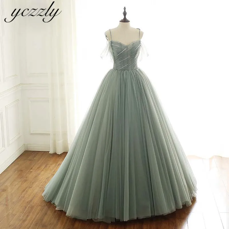 Vestido De Noiva Princesa элегантное платье на тонких бретельках бальное платье со стразами зеленое свадебное платье Длинные свадебные платья с открытыми плечами