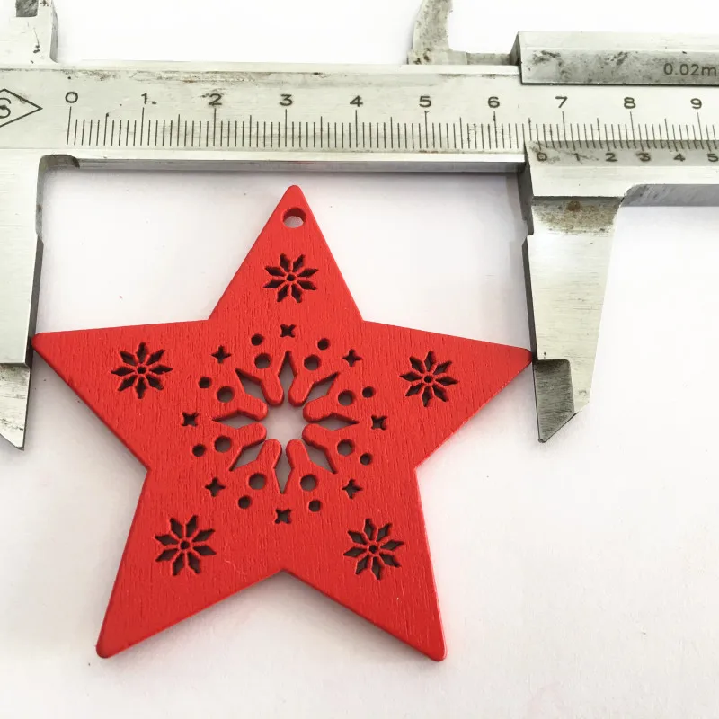10pcs-16-red-star 10 шт. Рождественская елка деревянные украшения Рождественские украшения для дома Navidad деревянные подвесные Подвески Noel Декор год подарки - Цвет: 10pcs-16-red-star