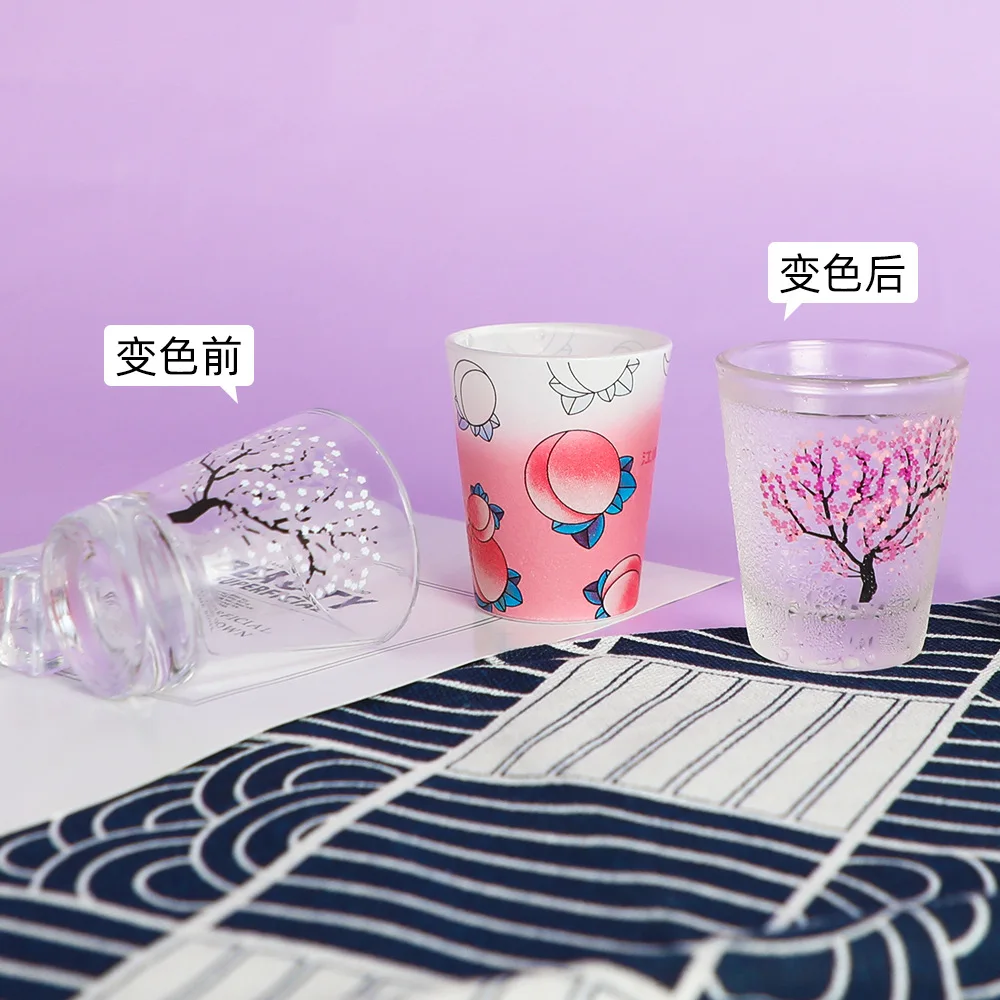 

Cold Change Temperature Sensing Discoloration Cup Drinking Small Glass Water Cup Creative Glass Color Changing Liquor Cup