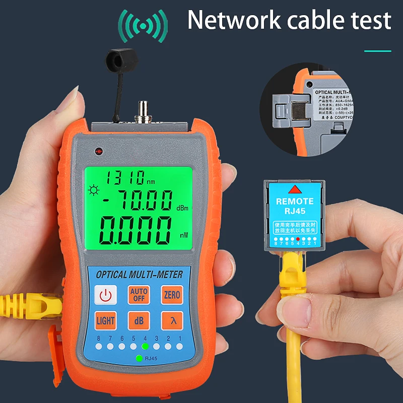 FTTH Оптический Мощность метр AUA G70A/50A КПМ волоконно оптический кабельный тестер 70dBm