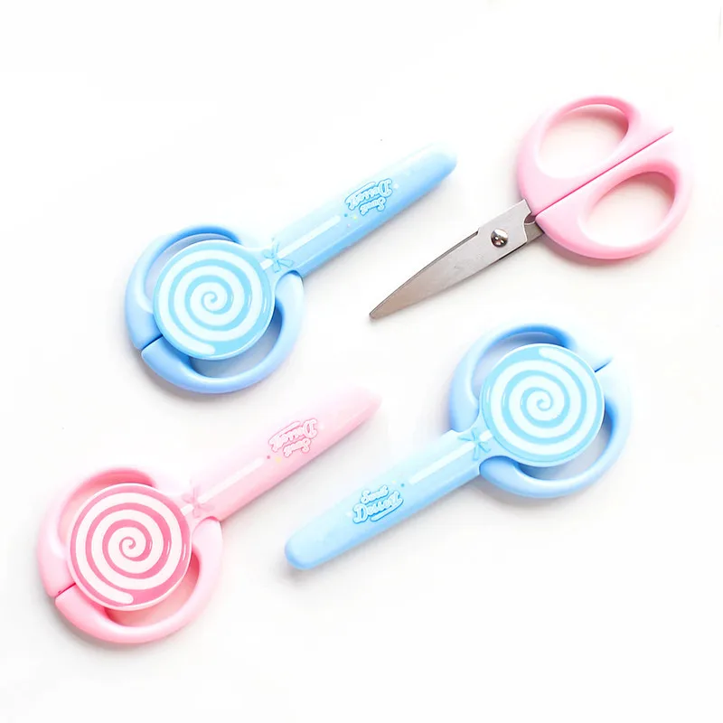 Милые портативные ножницы в виде леденцов безопасные канцелярские