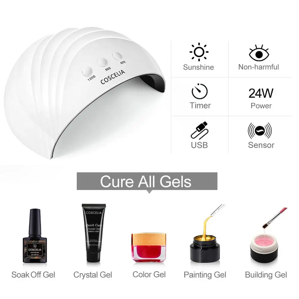 Сушилка для ногтей УФ светодиодный светильник 24 Вт 12 USB всех типов отверждения