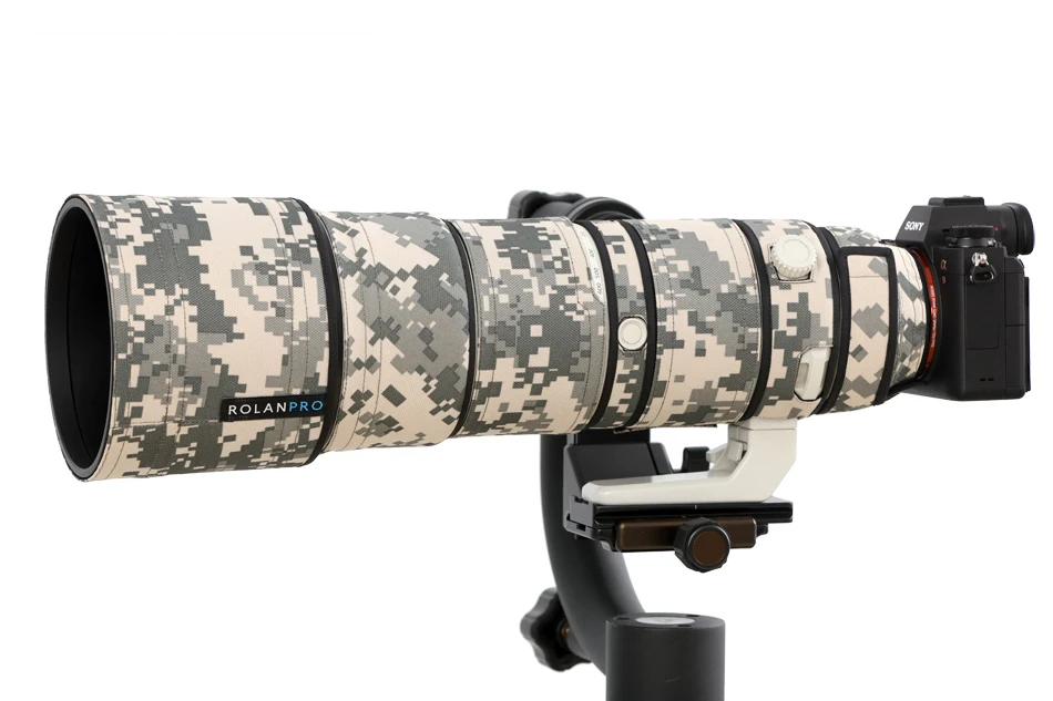 ROLANPRO Nylon wasserdichte Linse Camouflage Regenschutz für Sony FE 200–600 mm F5,6–6,3 G OSS Objektiv Schutzhülle Guns Kleidung – Detail 36