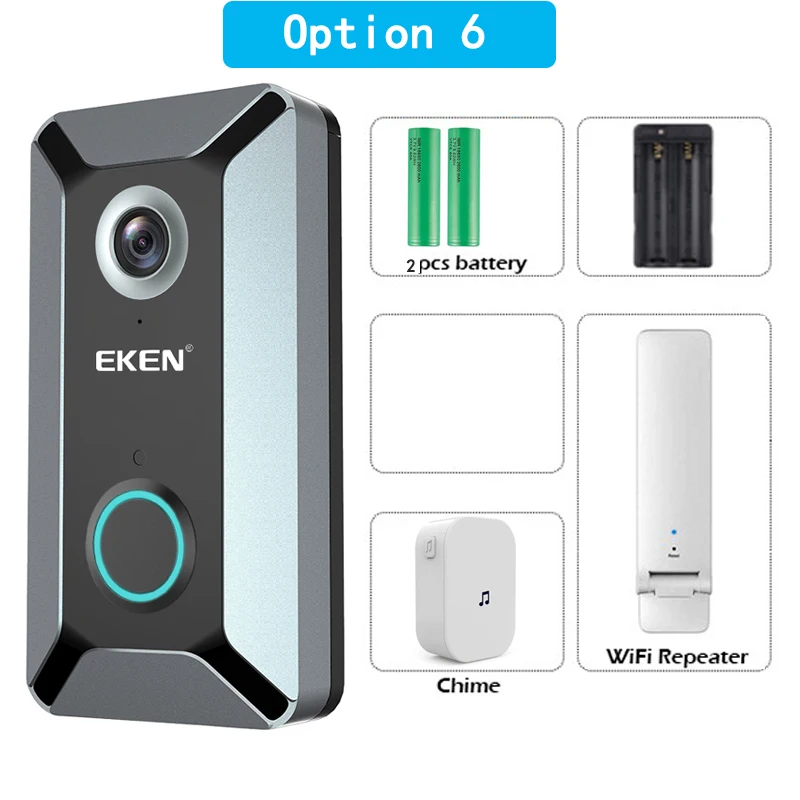 Eken V6 wifi умная Беспроводная 720P Водонепроницаемая видеокамера на дверной звонок Облачное хранилище дома безопасности домофонный дверной звонок серый - Цвет: Option 6