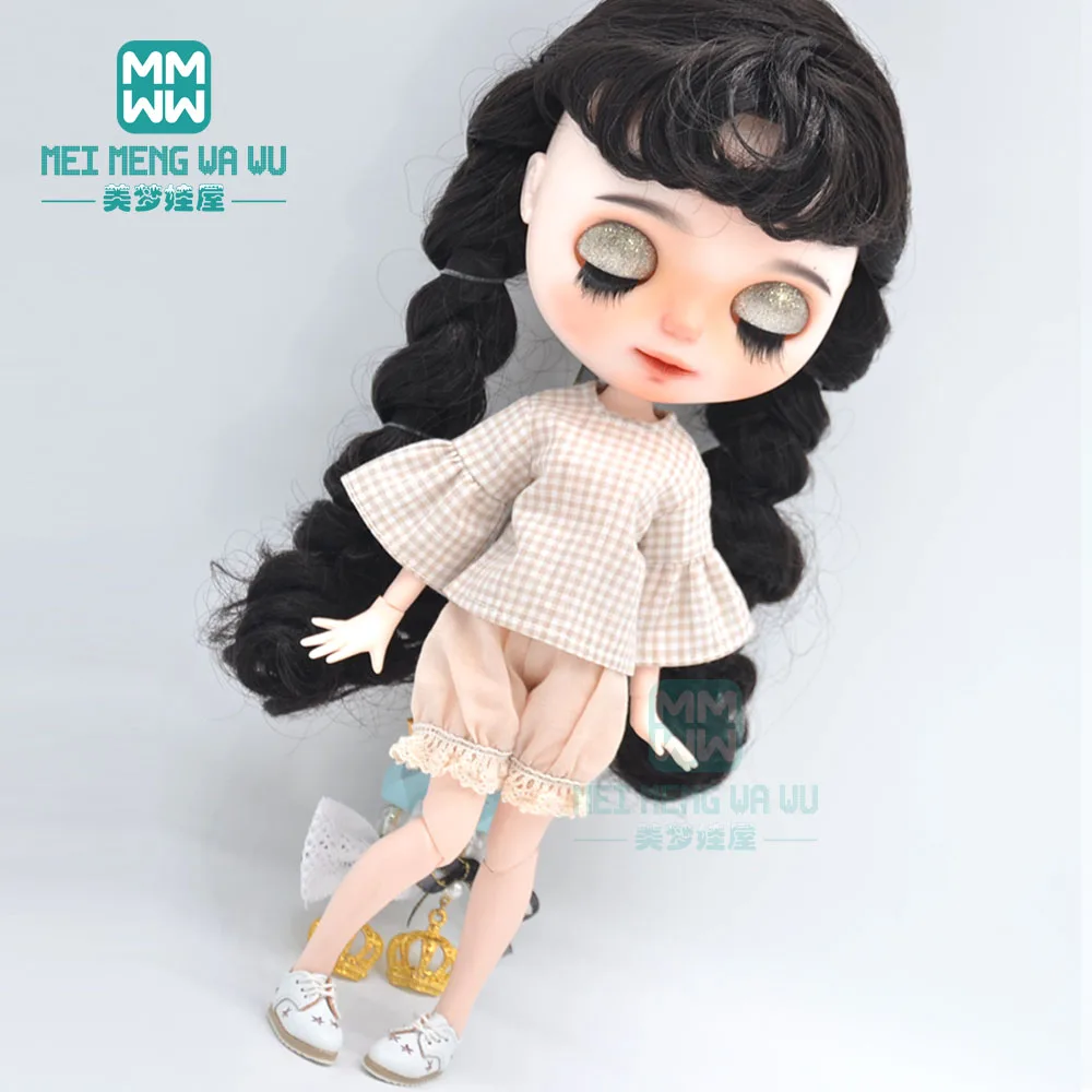 Одежда для куклы Blyth 1 шт. модная клетчатая рубашка комбинезоны рваные джинсы Azone