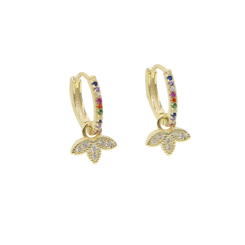 Красочные cz круглые серьги в форме листа сверкающие из стерлингового серебра 925