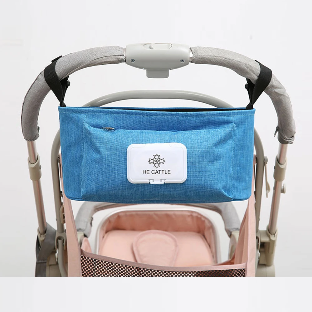 

2021New Fashion Soild Color Baby Stroller Carriage Organizer Large Capacity Travel Storage Nappy Frosted Cloth Mummy Diaper Bag