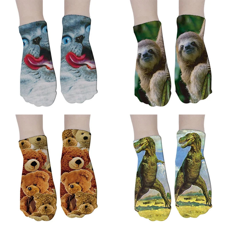 

Женские Носки с рисунком животных, хлопковые носки унисекс с рисунком собаки, кошки, 8S-DW106