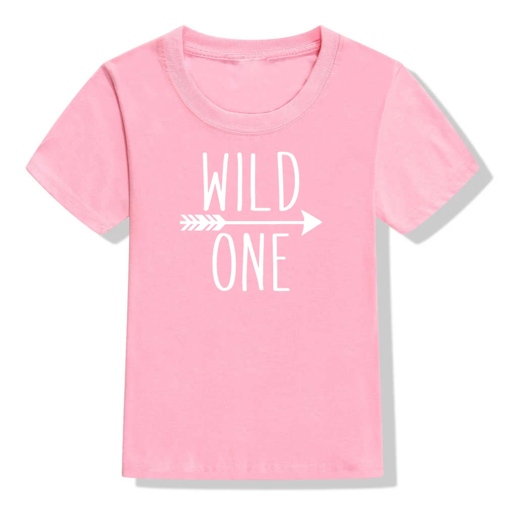 51J4-KSTPK- Wild One/детская футболка для первого дня рождения; Повседневная футболка для маленьких мальчиков и девочек; Детские забавные модные футболки с короткими рукавами; комплекты одежды - Цвет: 51J4-KSTPK-