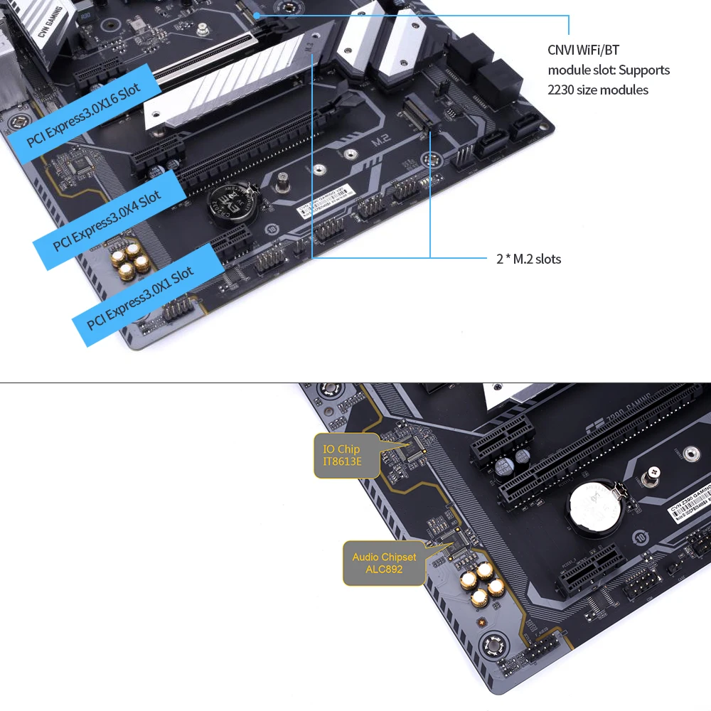 Цветная игровая материнская плата CVN Z390 V20 с поддержкой процессоров Intel LGA1151 Coffee