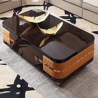 italian style light luxury coffee table simple hong kong style postmodern leather soft bag tea table high end living room