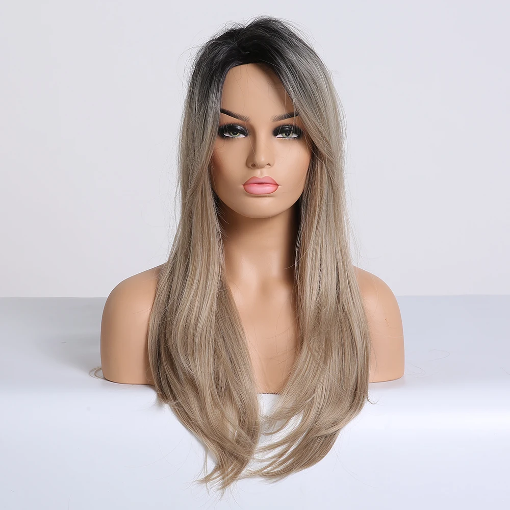 Длинные Синтетические волнистые волосы Омбре светильник коричневые средней