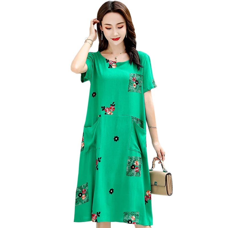 Женское летнее платье 2020 Повседневное с коротким рукавом модное вышивкой